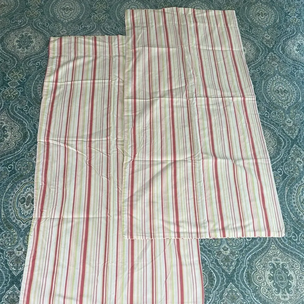 Martha Stewart Cream Pillow Shams with Pink and Green Stripe
